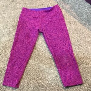 Hot pink and purple Beyond Yoga mid rise capri leggings